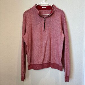 Mens Oliver Ridley Red 100% Cotton Quarter Zip Pullover Sweater - Size L - EUC
